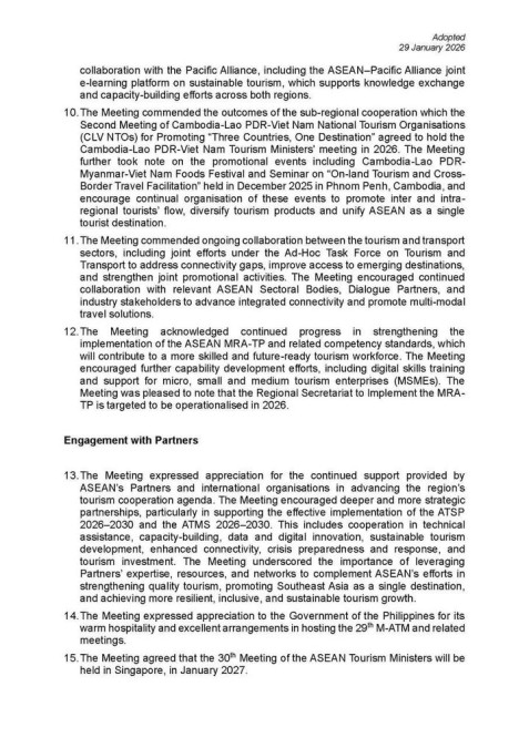 Official Press Release on the Outcomes of the 29th ASEAN Tourism Ministers Meeting!