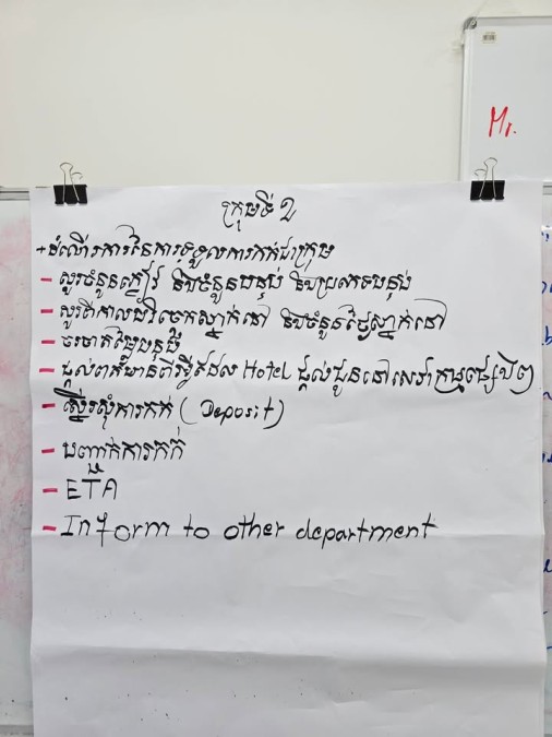 Training Activities for Front Office Skills under the HoKa Hospitality Training Program for 25 Tourism Professionals in Preah Sihanouk Province